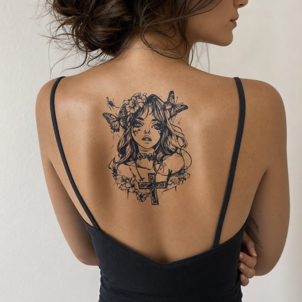 Gothic Girl with Cross Tattoo - 1 | Temporalis