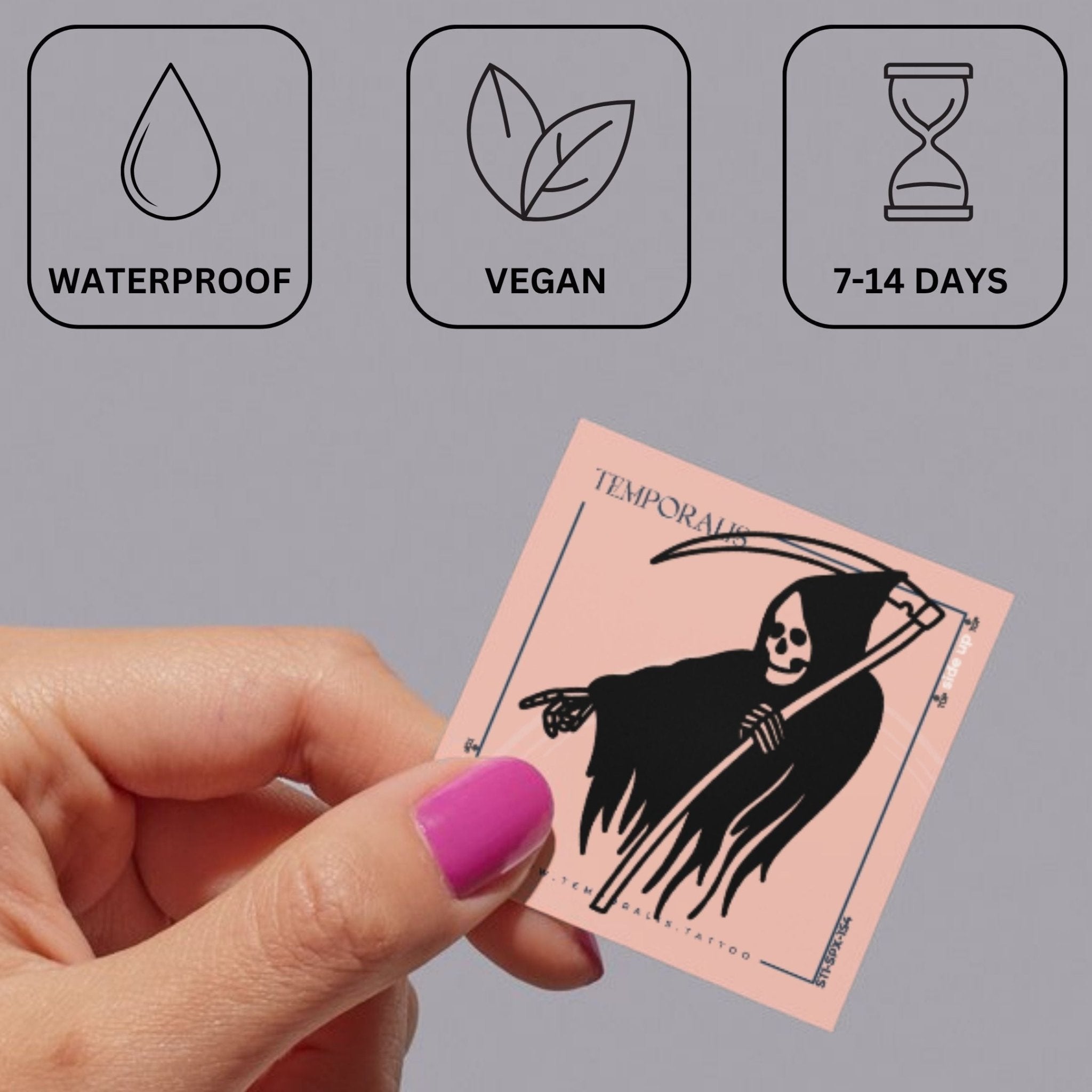 Grim Reaper Silhouette Temporary Tattoo - 3 | Temporalis