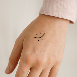 Happy/sad minimalist smiley temporary tattoo - 1 | Temporalis