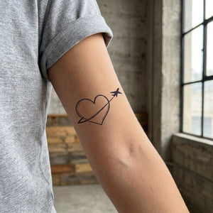 Heart Airplane Travel Tattoo - 1 | Temporalis
