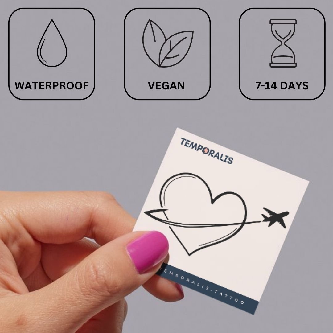 Heart Airplane Travel Tattoo - 3 | Temporalis