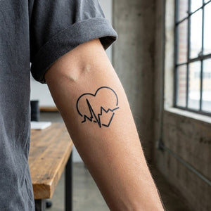 Heart Heartbeat Line Tattoo - 1 | Temporalis