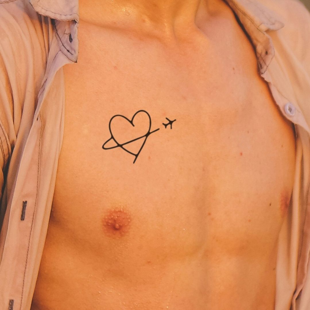 Heart in Orbit with Star Temporary Tattoo - 1 | Temporalis