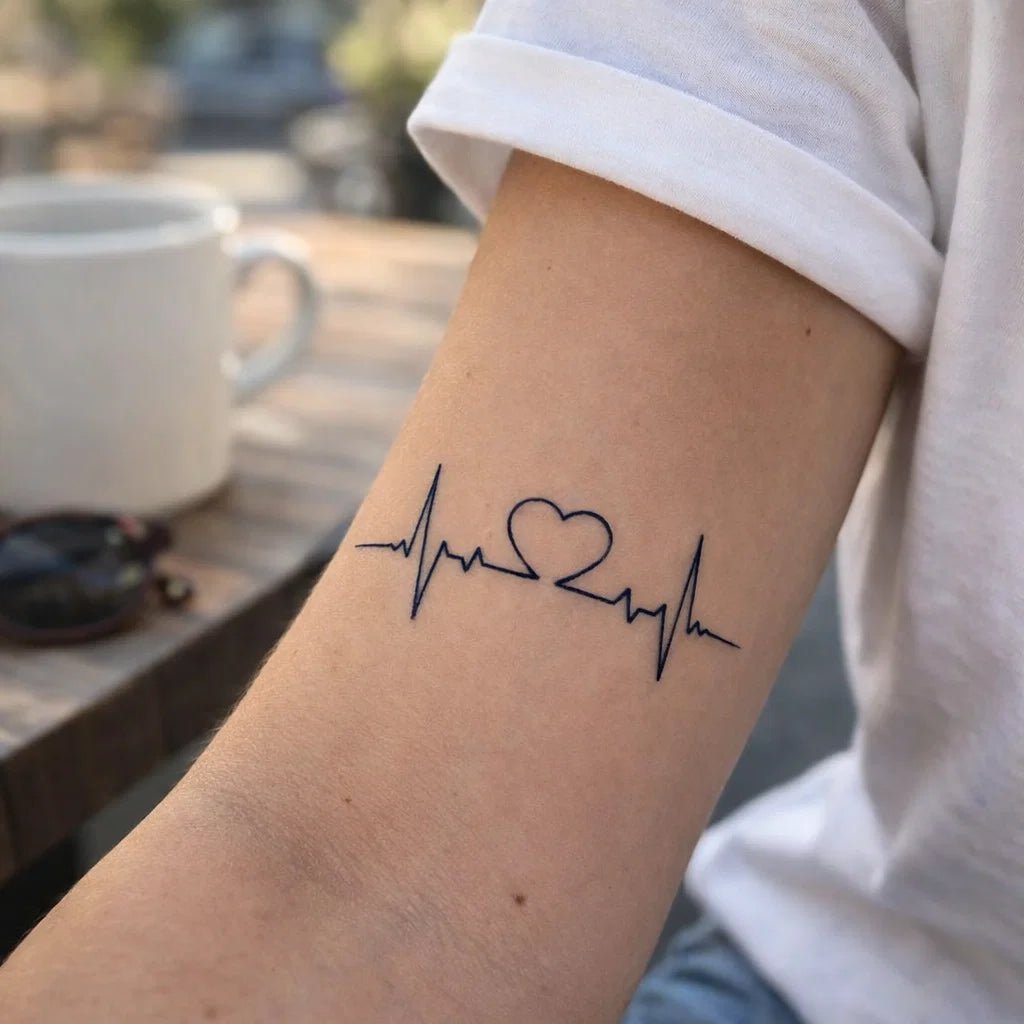 Heartbeat with heart temporary tattoo - 5 | Temporalis