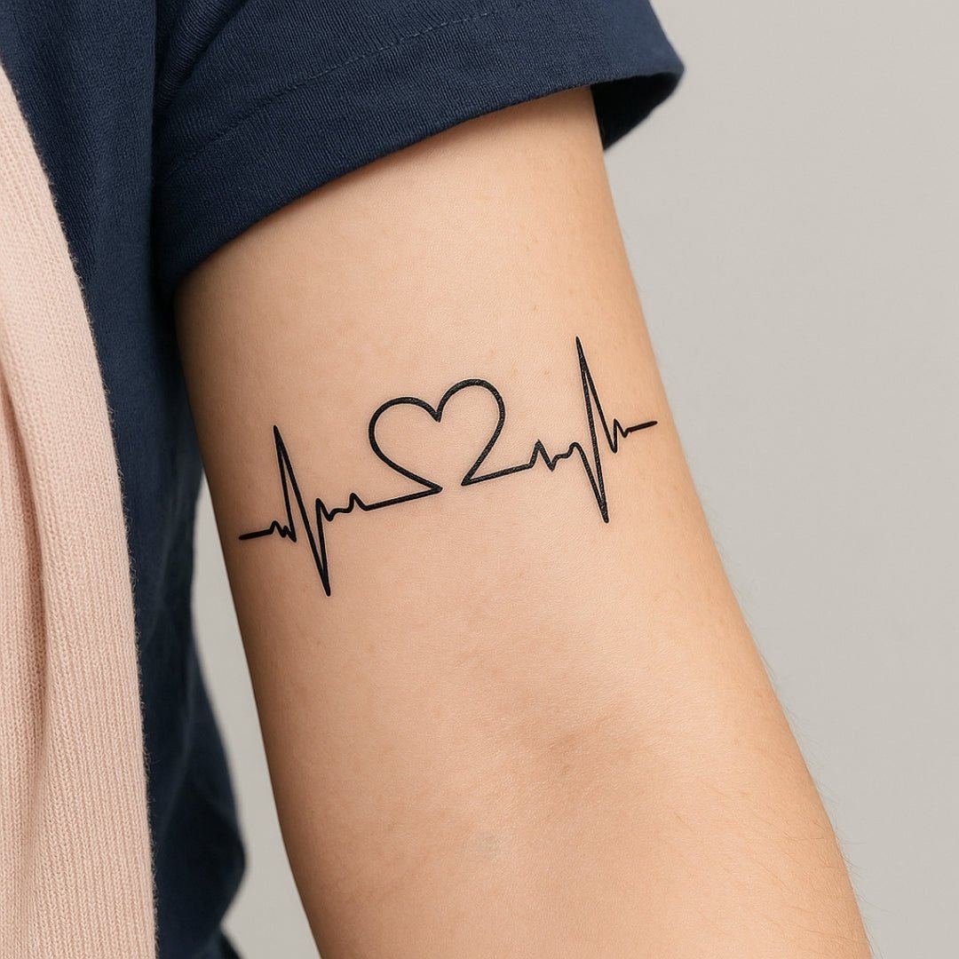Battito cardiaco con tatuaggio temporaneo a forma di cuore 1 - Temporalis® - Tatuaggio temporaneo