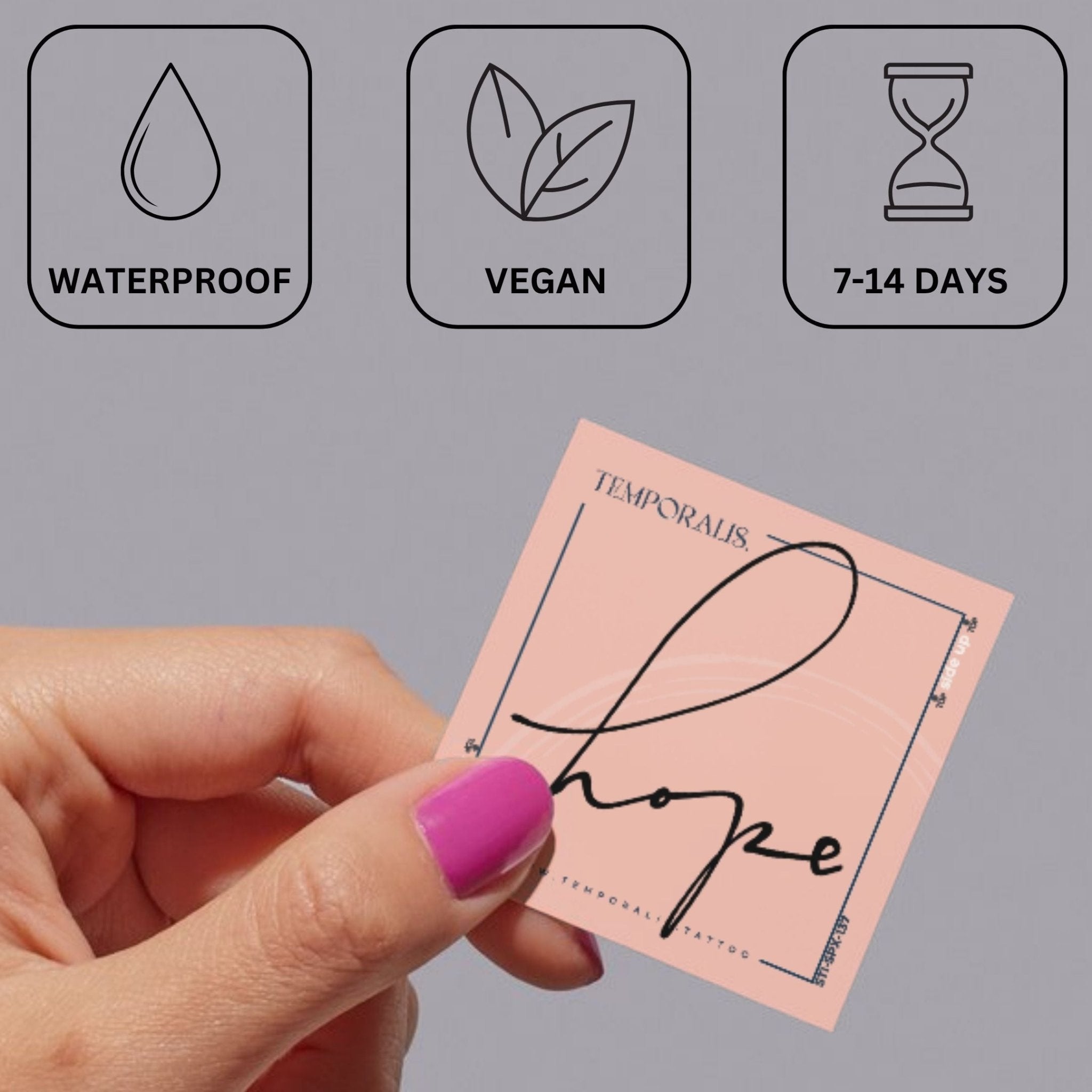 Hope calligraphy temporary tattoo - 3 | Temporalis
