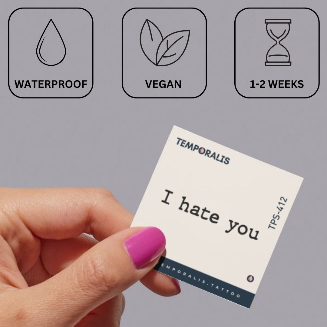 I hate you serif lettering temporary tattoo - 3 | Temporalis