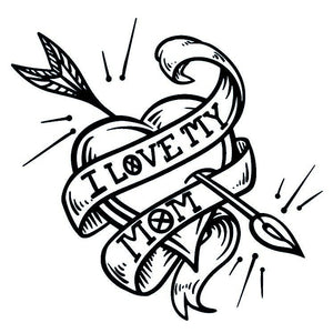 I Love My Mom Heart & Arrow Temporary Tattoo - 2 | Temporalis