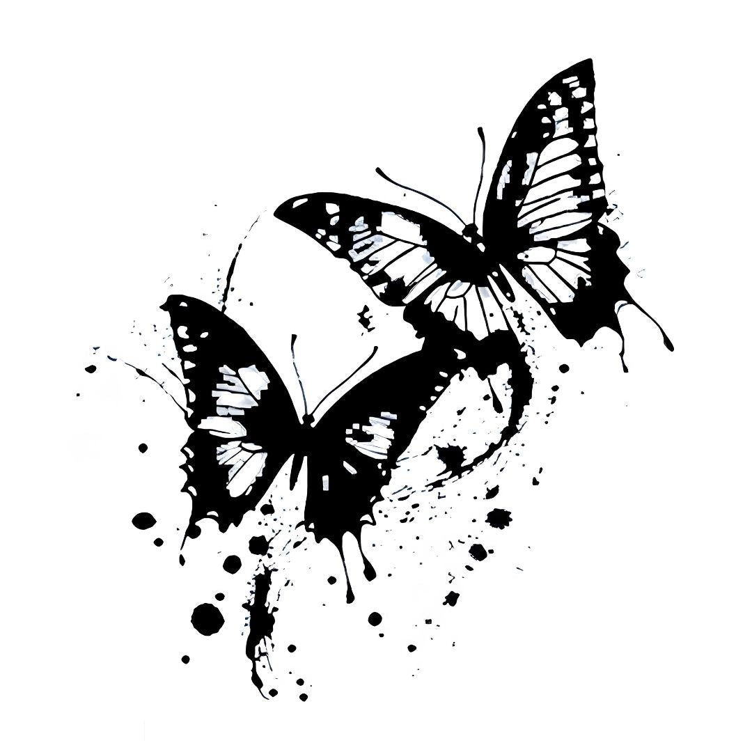 Ink Splash Butterfly Duo Tattoo - 2 | Temporalis