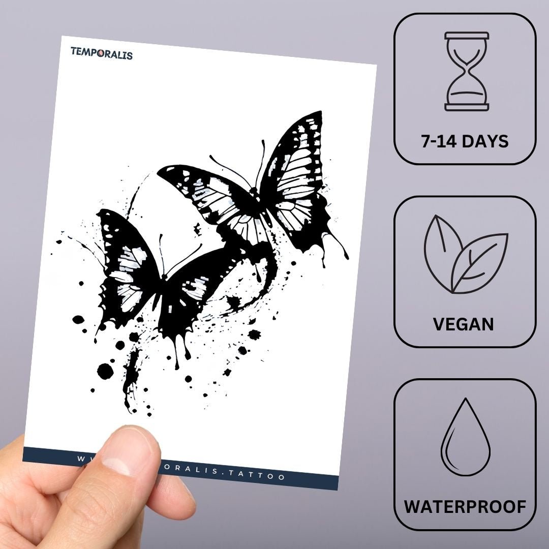 Ink Splash Butterfly Duo Tattoo - 3 | Temporalis