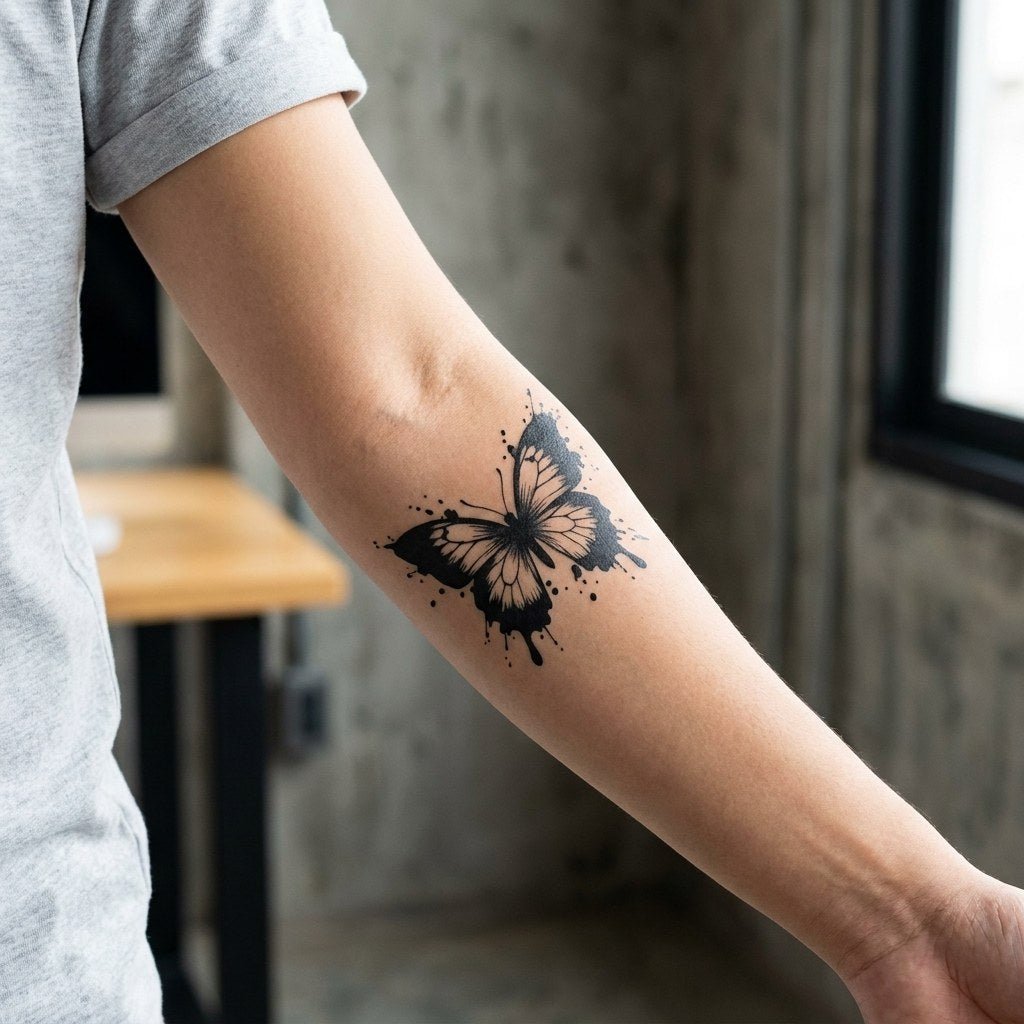 Ink Splash Butterfly Tattoo - 1 | Temporalis