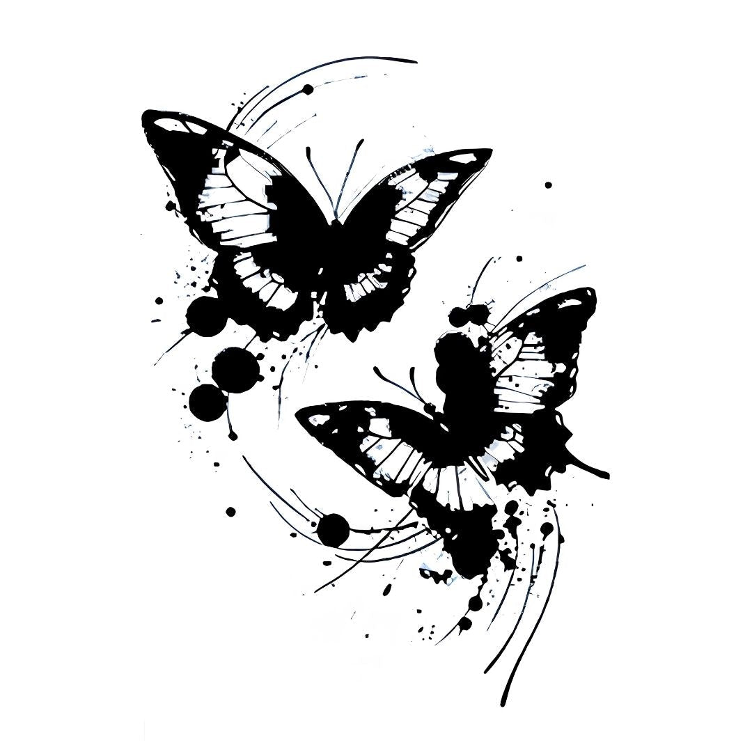Ink Splash Duo Butterfly Tattoo - 2 | Temporalis
