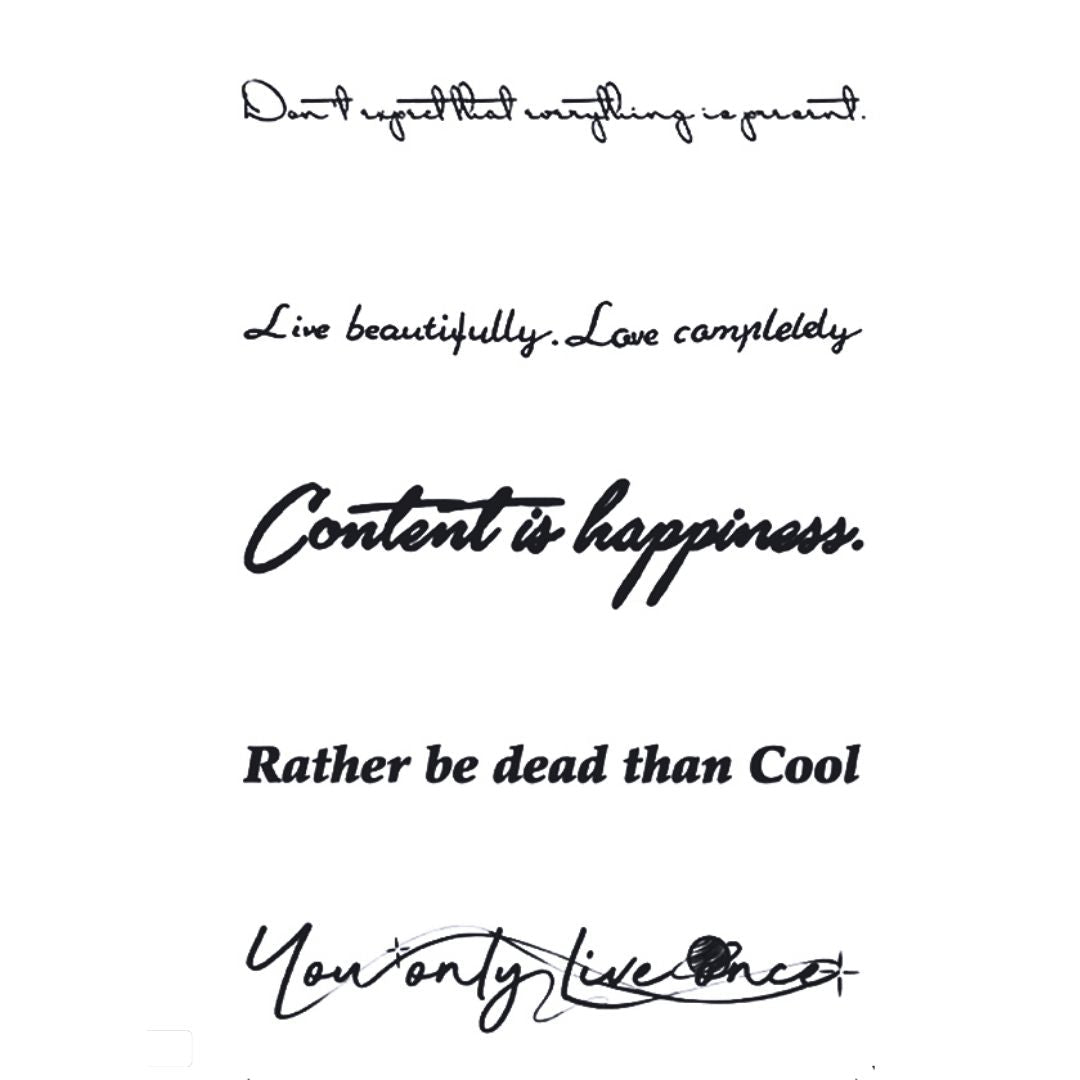 Inspirational Quotes Script Tattoo Set - 2 | Temporalis