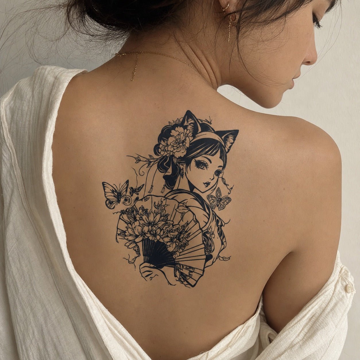 Japanese Cat Girl Tattoo - 1 | Temporalis