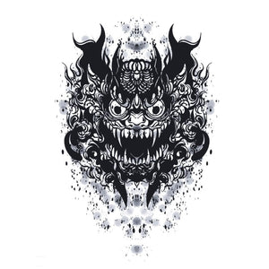 Japanese Oni Demon Mask Tattoo - 2 | Temporalis