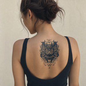 Japanese Oni Demon Mask Tattoo - 1 | Temporalis