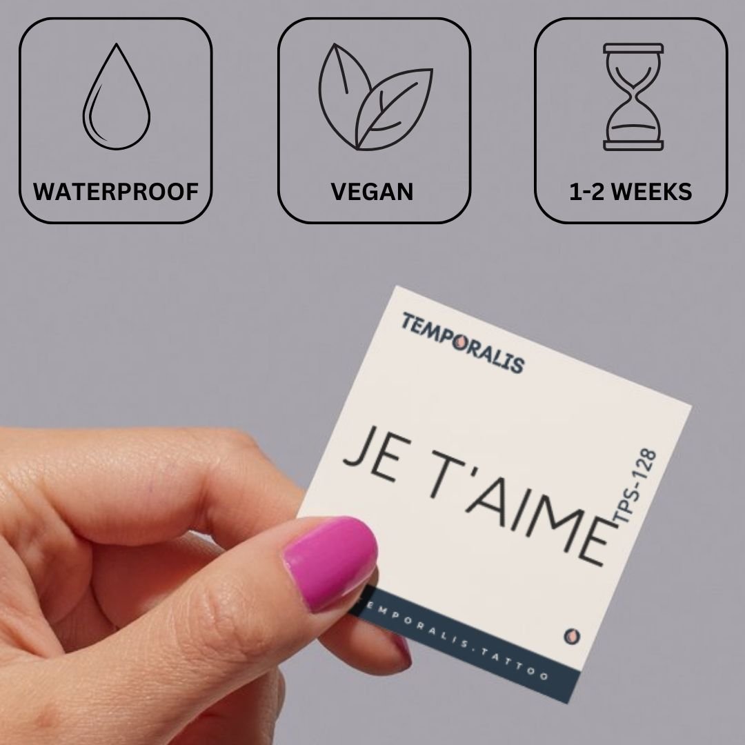 Je t'aime French Temporary Tattoo - 3 | Temporalis