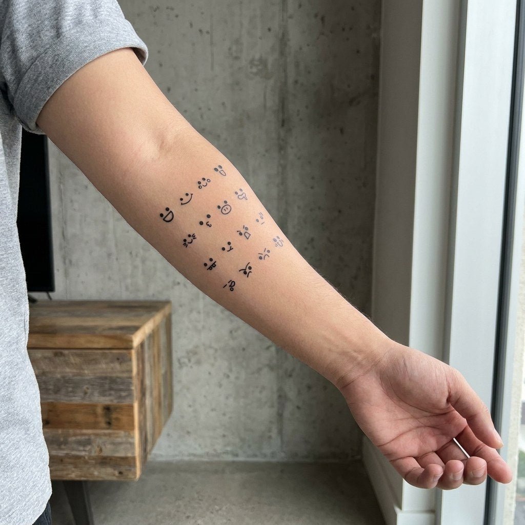 Kawaii Smiley Face Set Tattoo - 1 | Temporalis