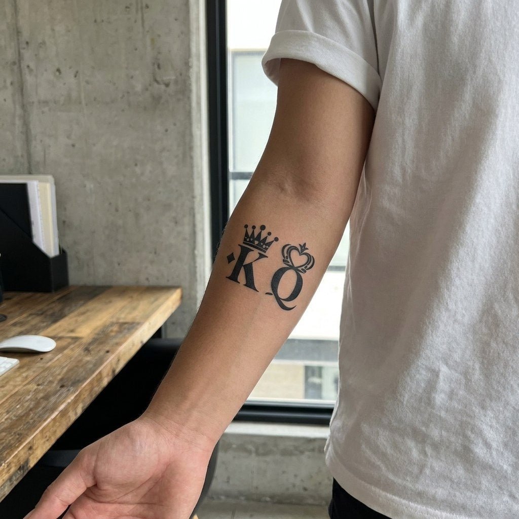 König und Königin mit Krone als temporäres Jagua-Tattoo