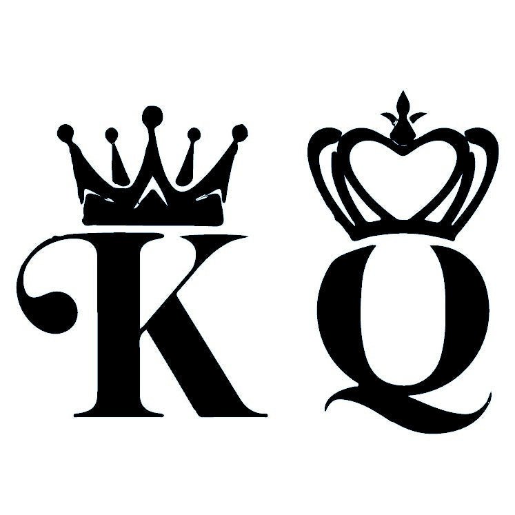 King & Queen initials temporary tattoo with crowns - 2 | Temporalis