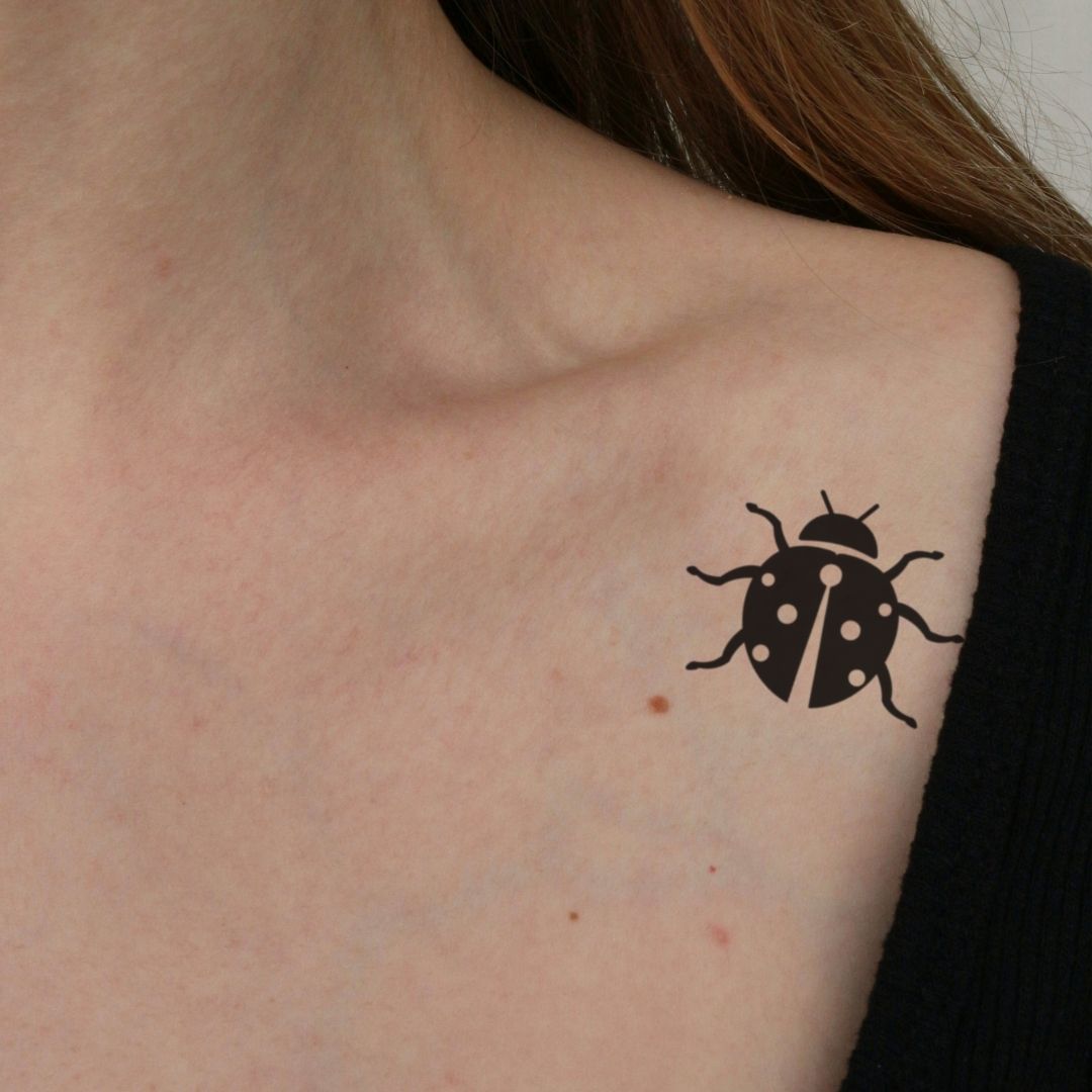 Ladybug Silhouette Temporary Tattoo - 1 | Temporalis