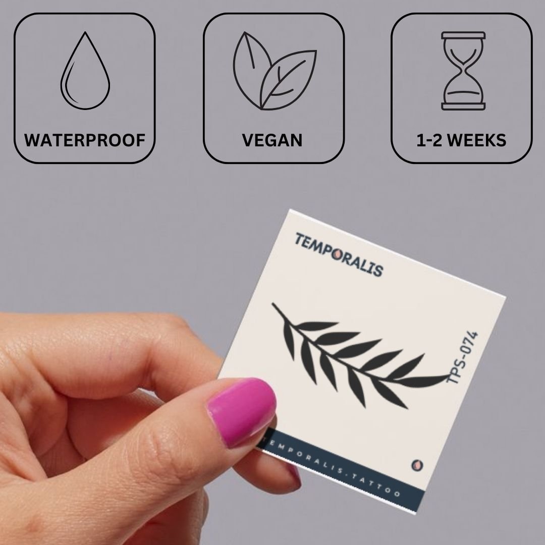 Leafy Branch Silhouette Temporary Tattoo - 3 | Temporalis