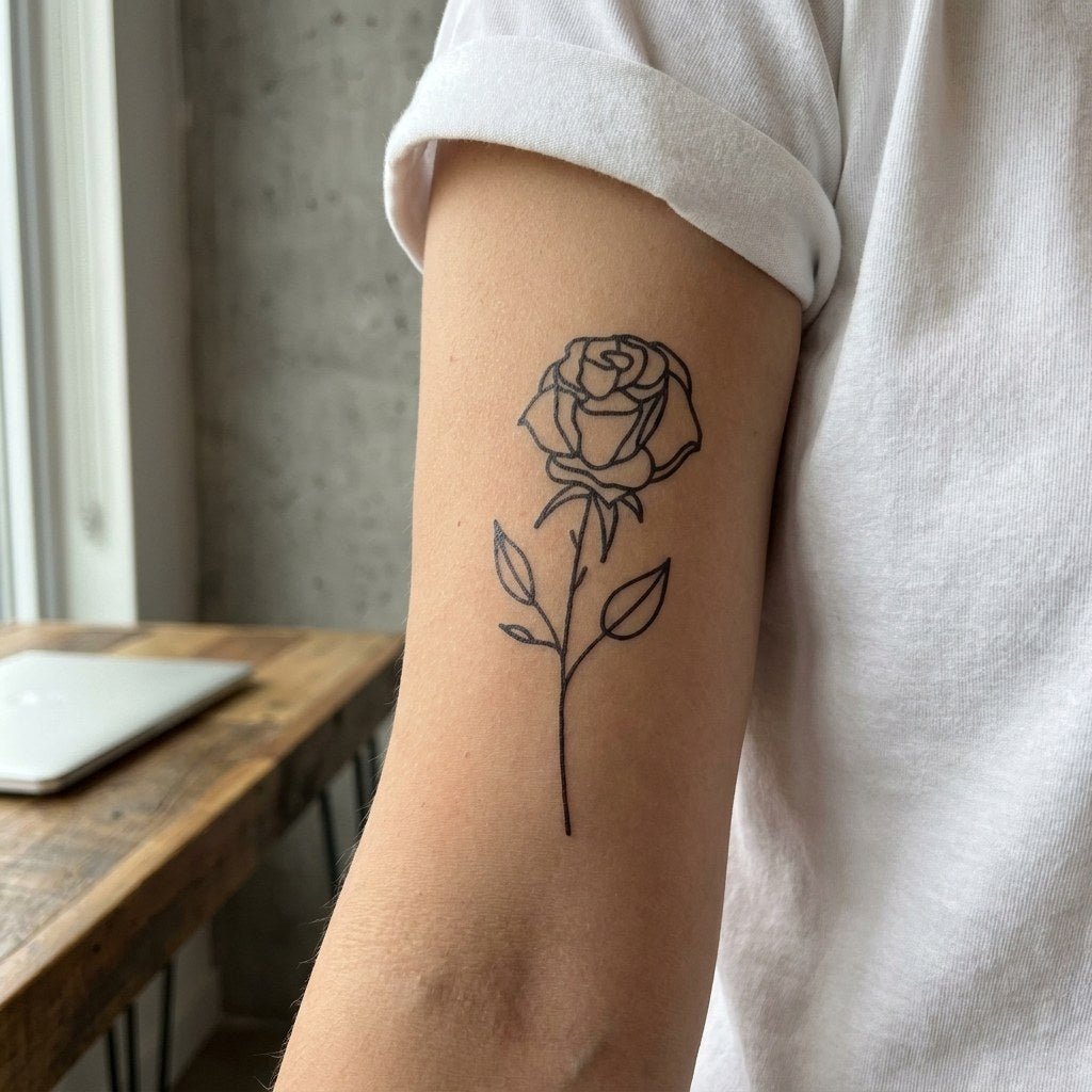 Linework Rose Tattoo - 1 | Temporalis