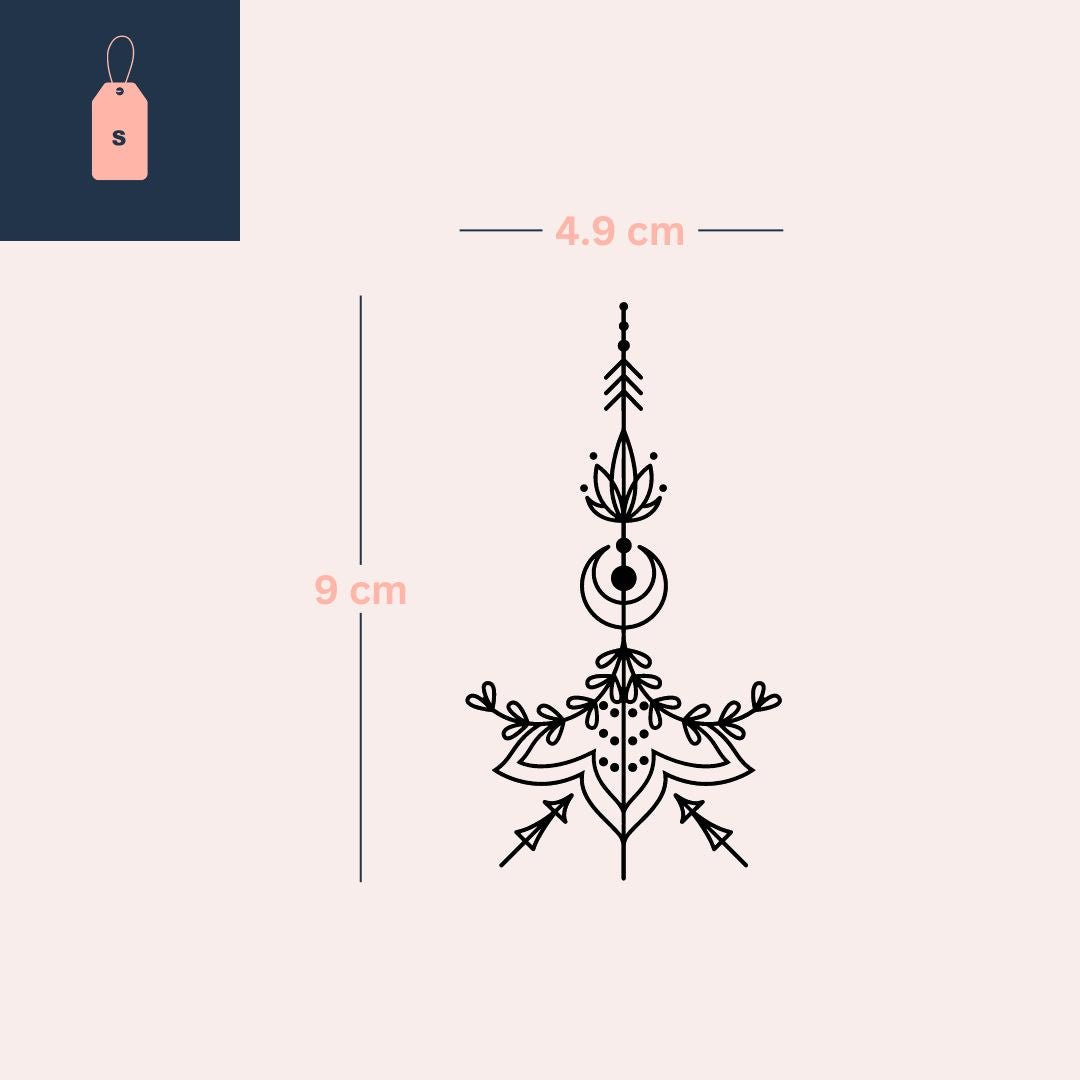 Tatuaggio mistico con freccia floreale | Temporalis, image size:1080x1080