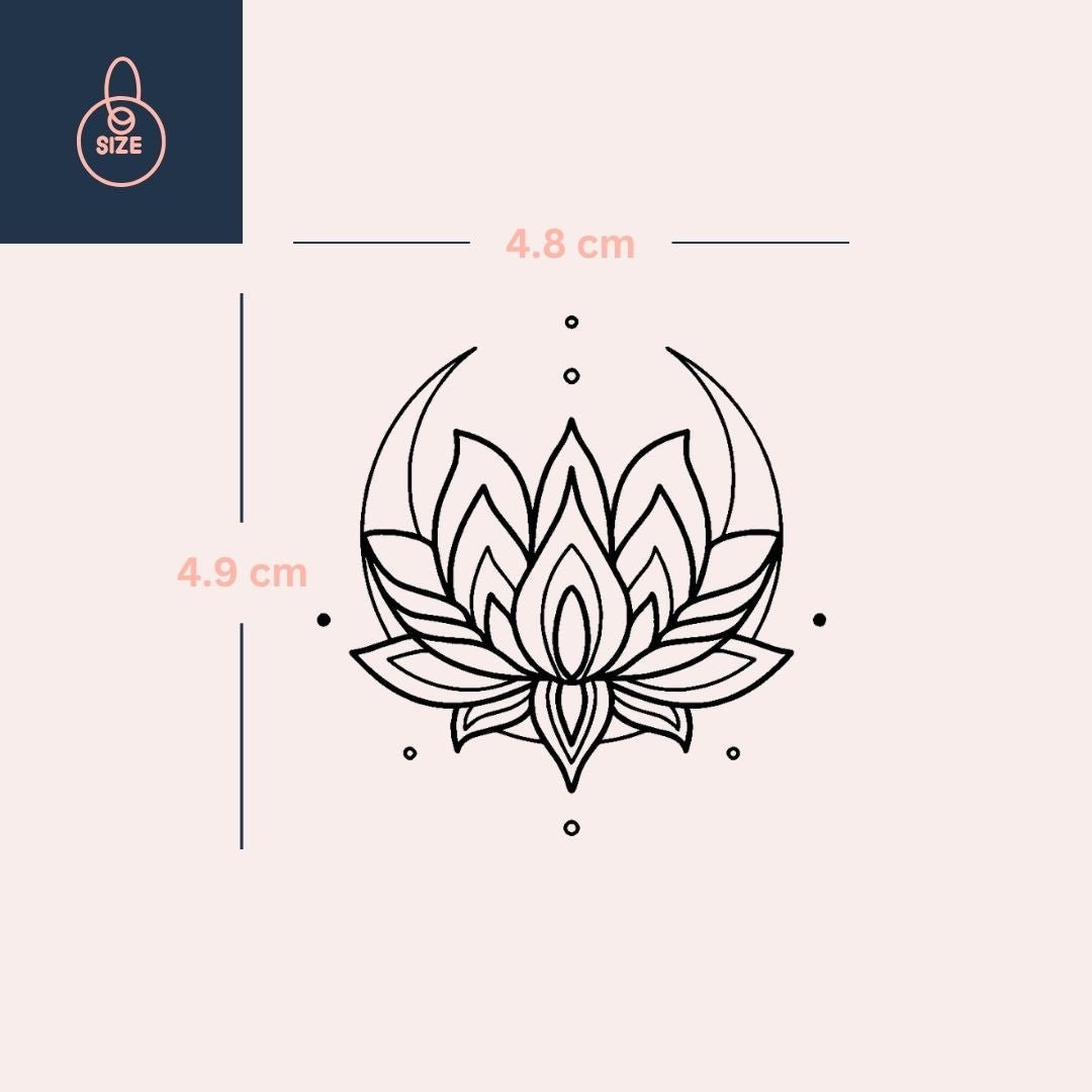 Lotus and crescent moons temporary tattoo - 4 | Temporalis