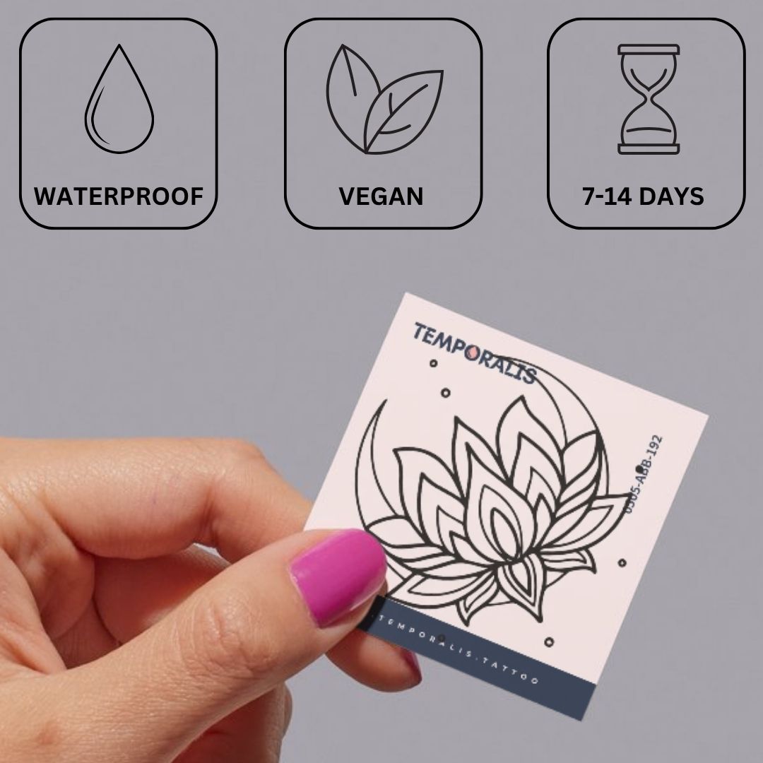 Lotus and crescent moons temporary tattoo - 3 | Temporalis