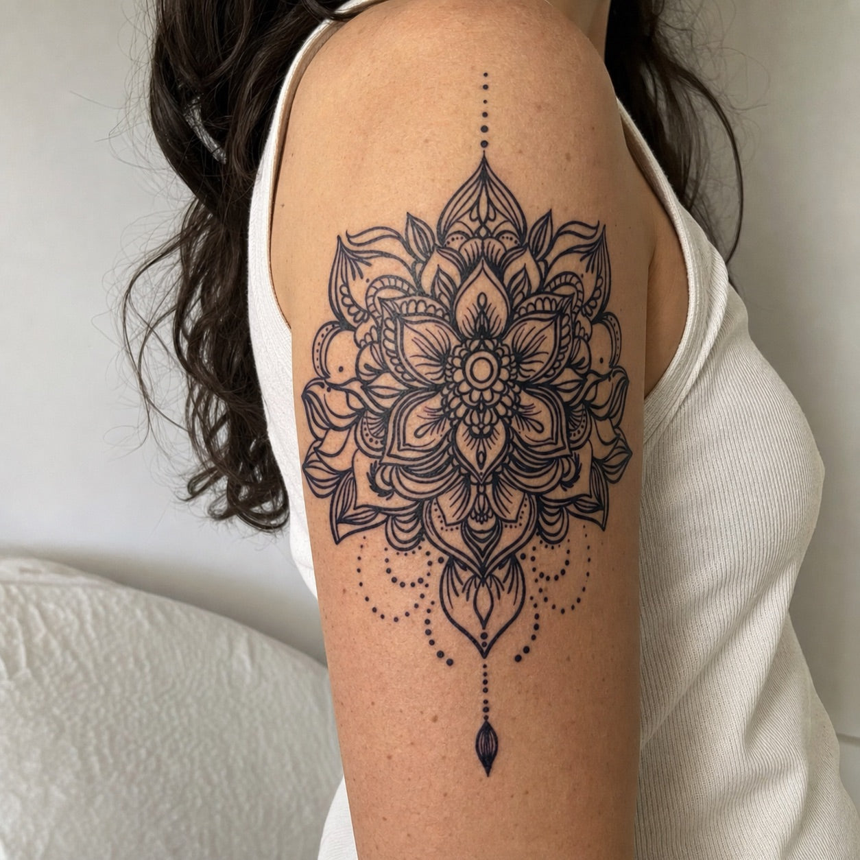 Lotus Mandala Drop Tattoo - 1 | Temporalis