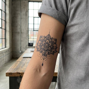 Lotus Mandala Drop Tattoo - 1 | Temporalis