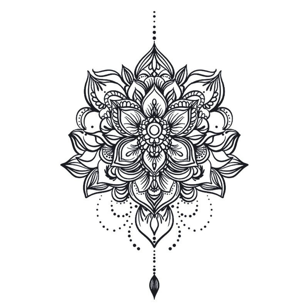 Lotus Mandala Drop Tattoo - 2 | Temporalis