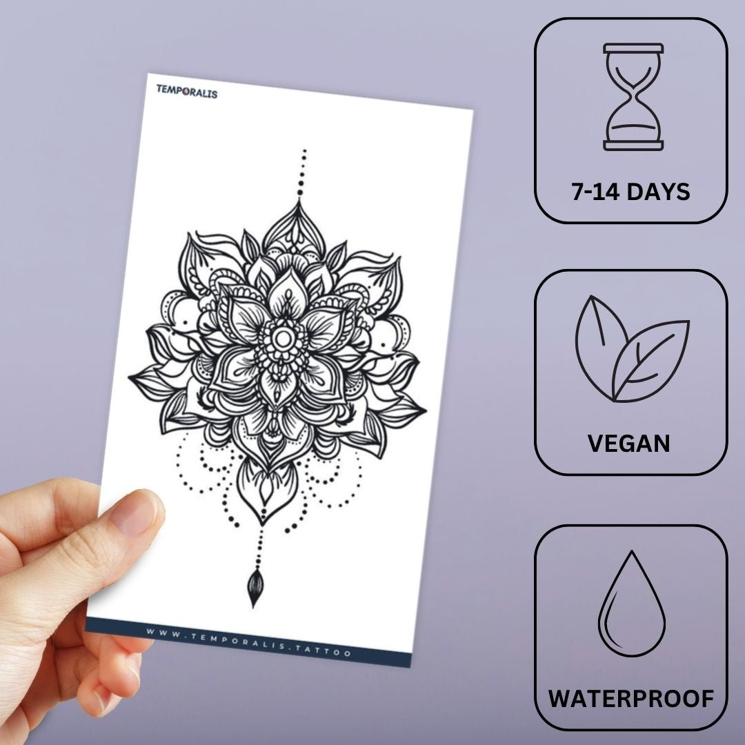 Lotus Mandala Drop Tattoo - 3 | Temporalis