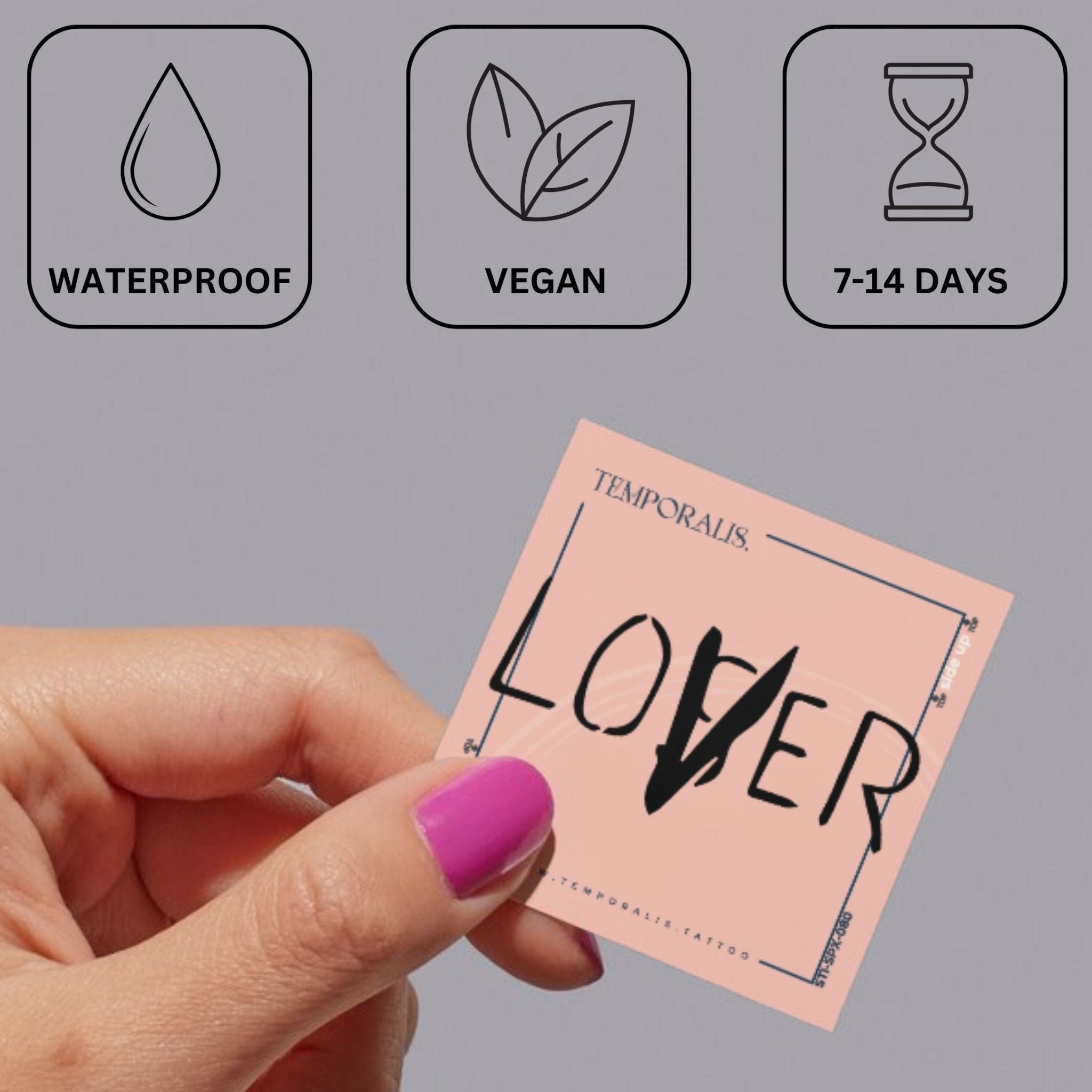 LOVER (LOSER corrected) temporary tattoo 4 - Temporalis