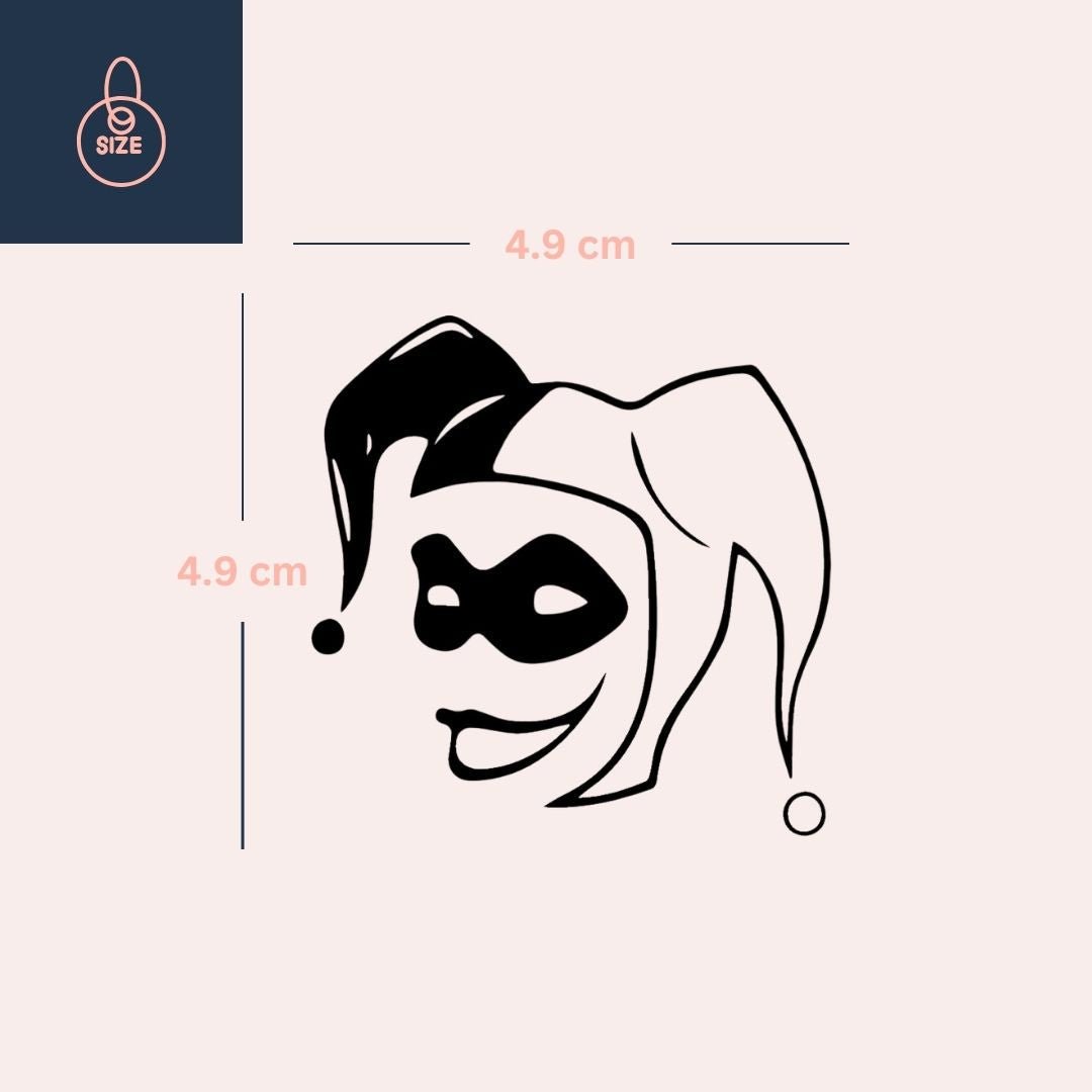 Masked Female Jester Temporary Tattoo - 4 | Temporalis