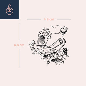 Message in a bottle temporary tattoo with sailboat - 4 | Temporalis