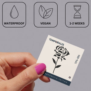 Rosa de Medianoche Flor 2 - Temporalis® - Tatuaje temporal