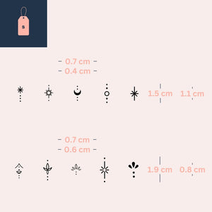 Mini set of 10 celestial finger temporary tattoos - 5 | Temporalis
