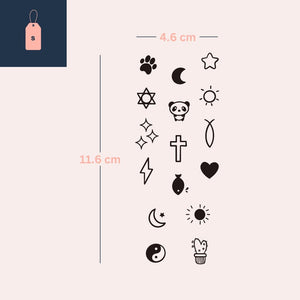 Mini set of 16 cute temporary finger tattoos - 5 | Temporalis