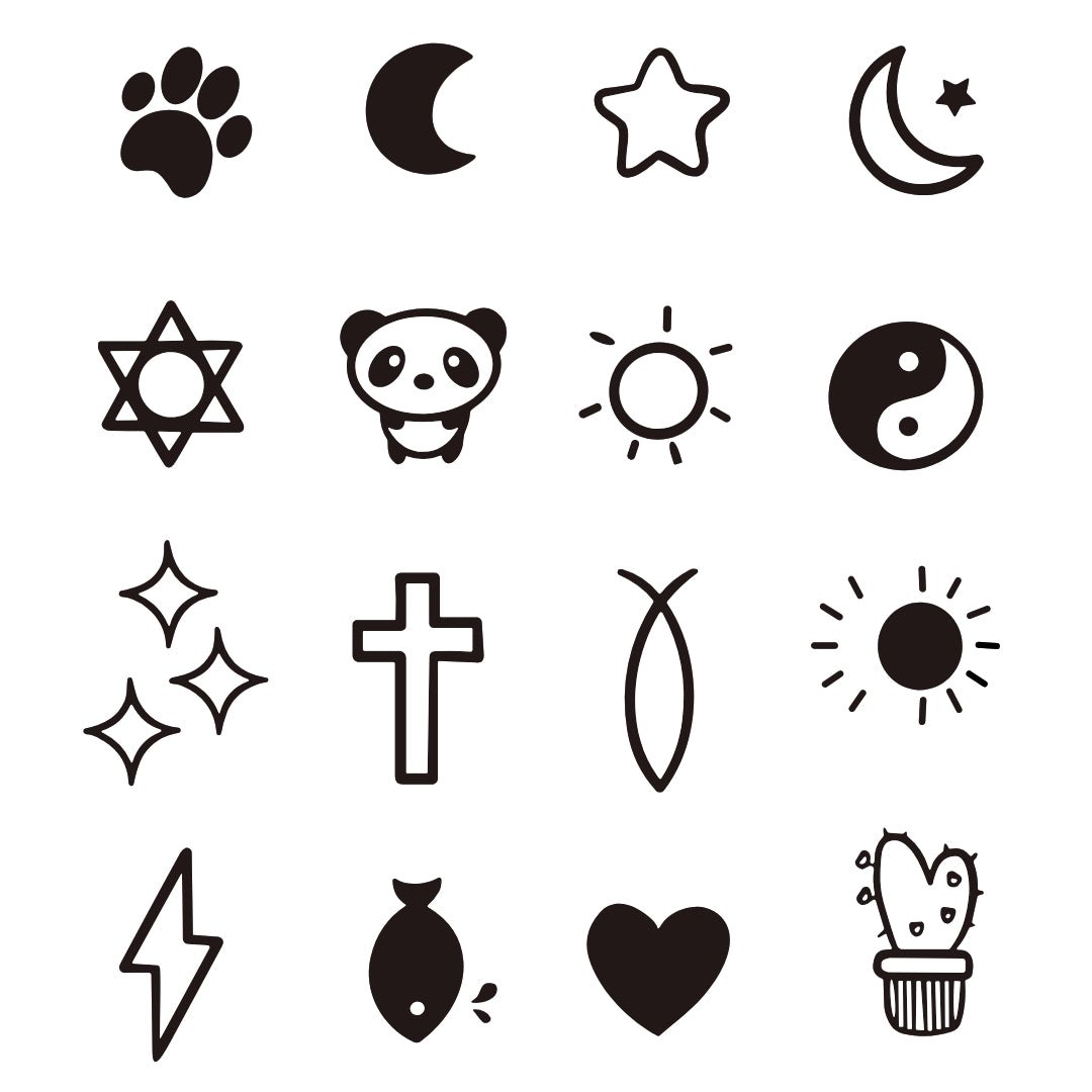 Mini set of 16 cute temporary finger tattoos - 3 | Temporalis