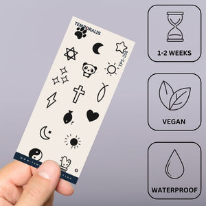 Mini set of 16 cute temporary finger tattoos - 4 | Temporalis