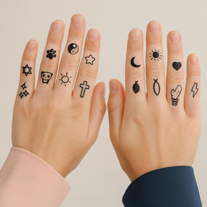 Mini set of 16 fun finger temporary tattoos - 2 | Temporalis