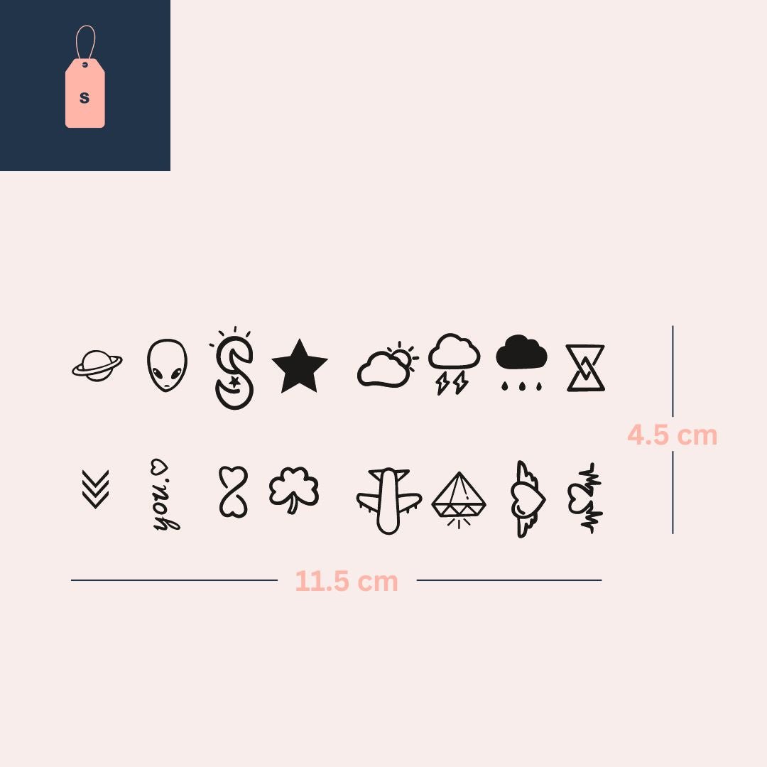 Mini set of 16 fun finger temporary tattoos - 5 | Temporalis