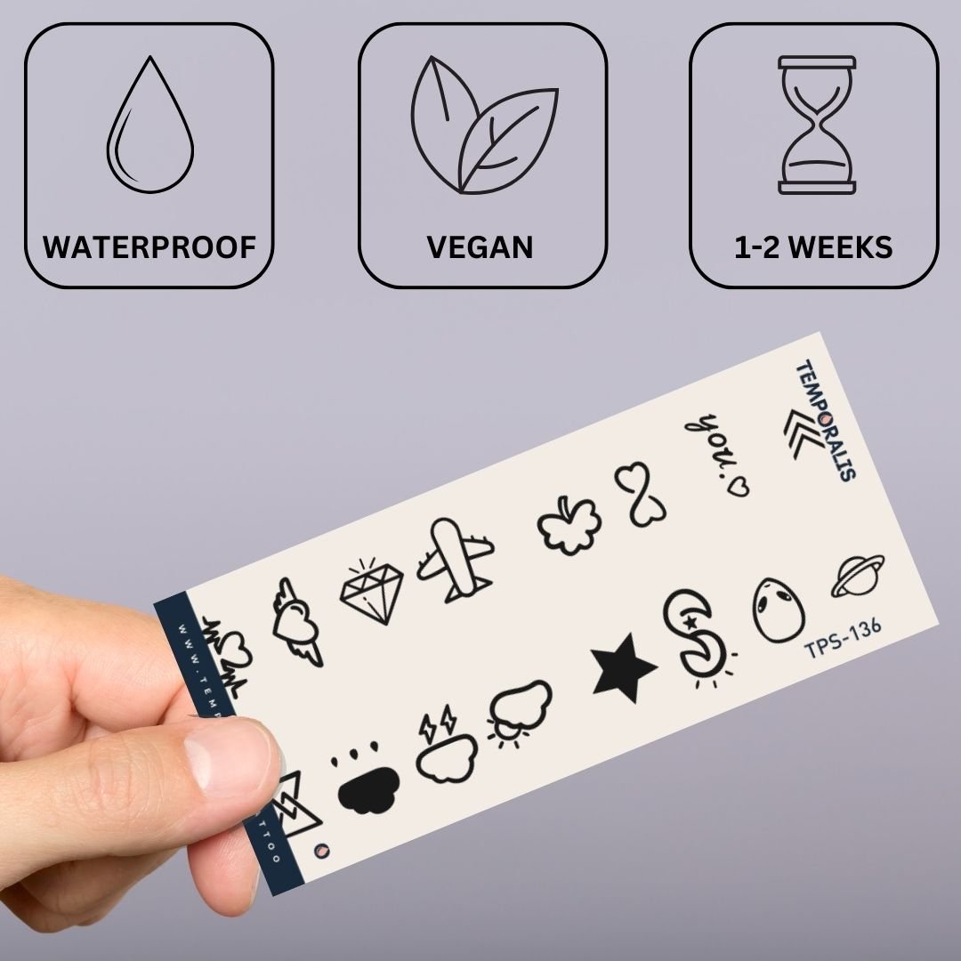 Mini set of 16 fun finger temporary tattoos - 4 | Temporalis