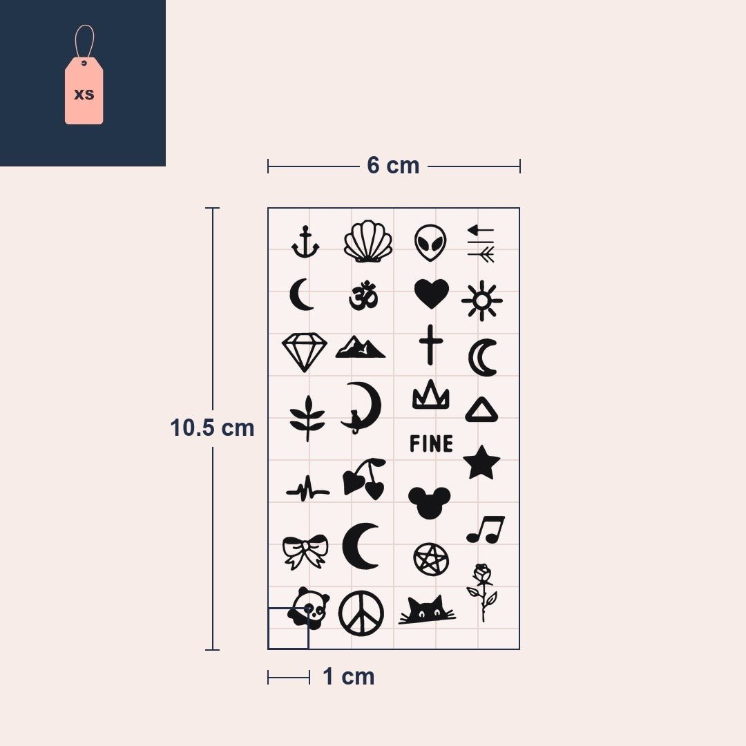 Foglio di tatuaggi mini simboli — 29 disegni - 3 | Temporalis