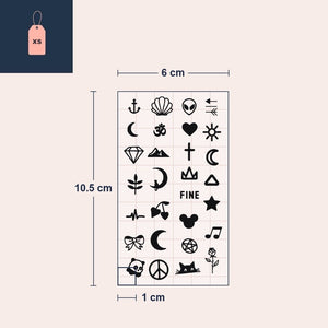 Foglio di tatuaggi mini simboli — 29 disegni - 3 | Temporalis