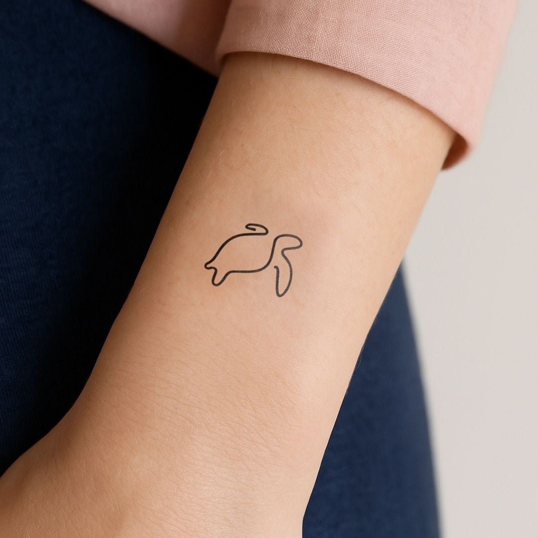 Minimalist one - line turtle temporary tattoo - 1 | Temporalis