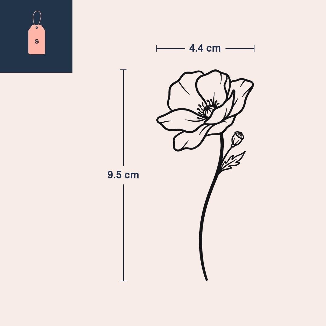 Mohnblumen-Tattoo: eine Blüte am langen Stiel - 4 | Temporalis