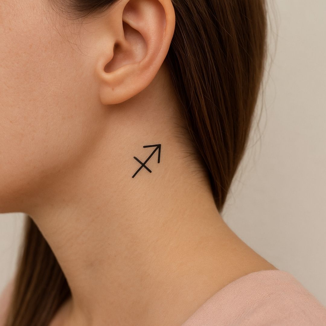Minimalist Sagittarius zodiac temporary tattoo - 1 | Temporalis